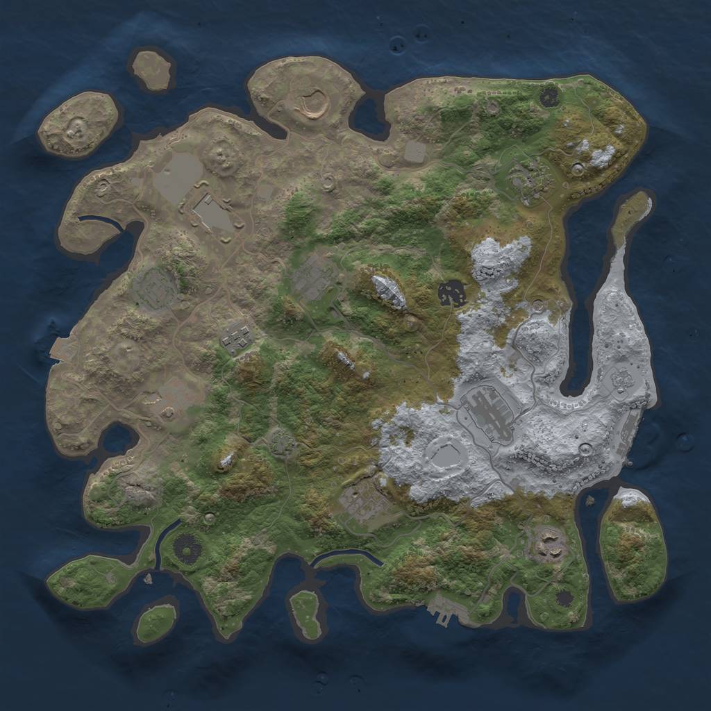 Rust Map: Procedural Map, Size: 3700, Seed: 24363917, 19 Monuments