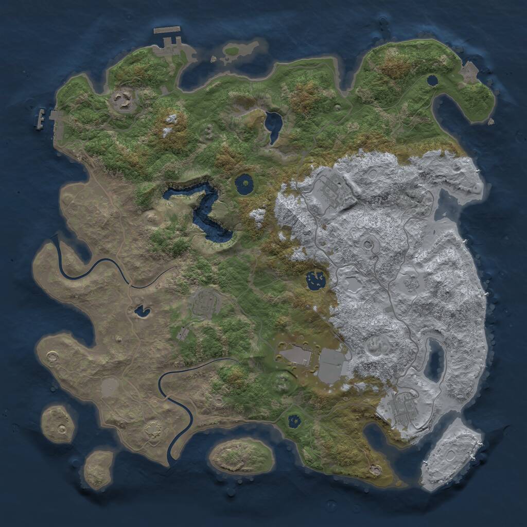 Rust Map: Procedural Map, Size: 4000, Seed: 24125, 12 Monuments