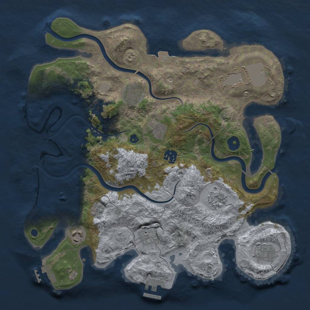 Rust Map: Procedural Map, Size: 3500, Seed: 13456824, 15 Monuments