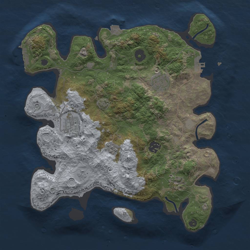 Rust Map: Procedural Map, Size: 3250, Seed: 2062013487, 13 Monuments