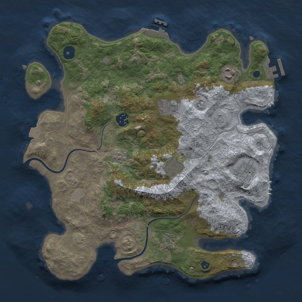 Rust Map: Procedural Map, Size: 3500, Seed: 1076448868, 13 Monuments