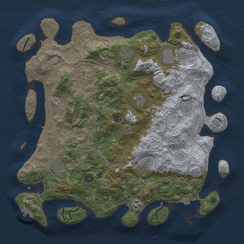 Rust Map: Procedural Map, Size: 4250, Seed: 293626175, 19 Monuments