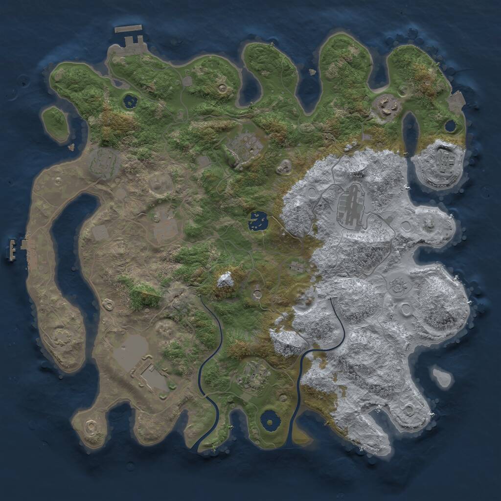 Rust Map: Procedural Map, Size: 3700, Seed: 565919, 15 Monuments