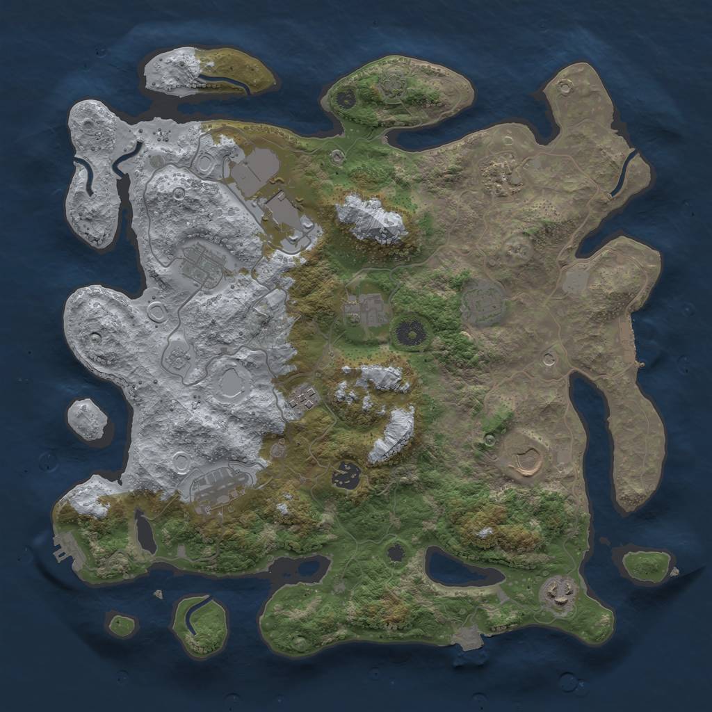 Rust Map: Procedural Map, Size: 3800, Seed: 941221, 18 Monuments