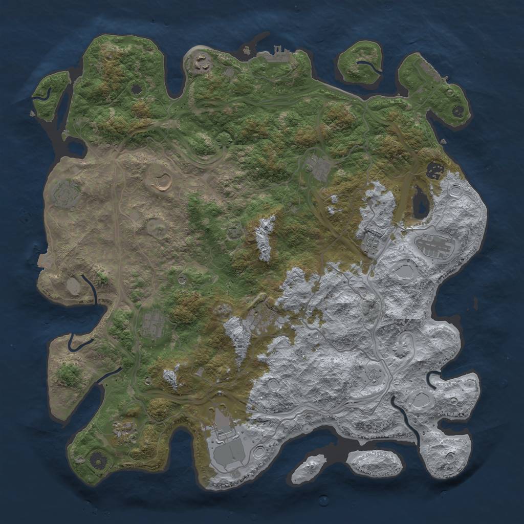 Rust Map: Procedural Map, Size: 4500, Seed: 246234867, 19 Monuments