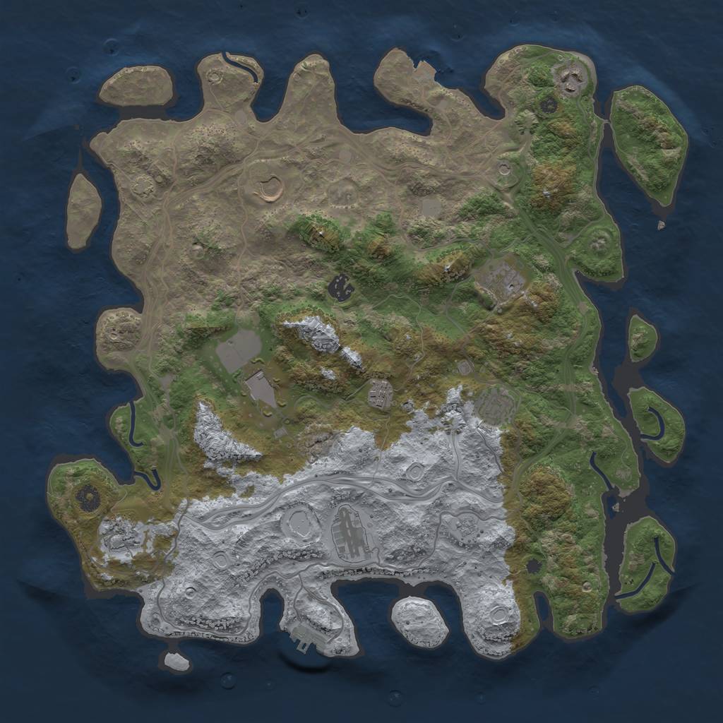 Rust Map: Procedural Map, Size: 4250, Seed: 36687, 16 Monuments