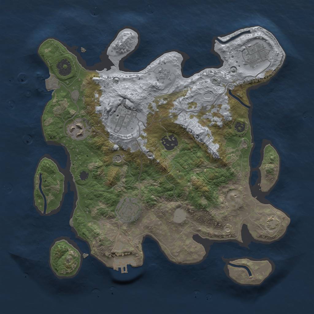 Rust Map: Procedural Map, Size: 3000, Seed: 1370539815, 12 Monuments