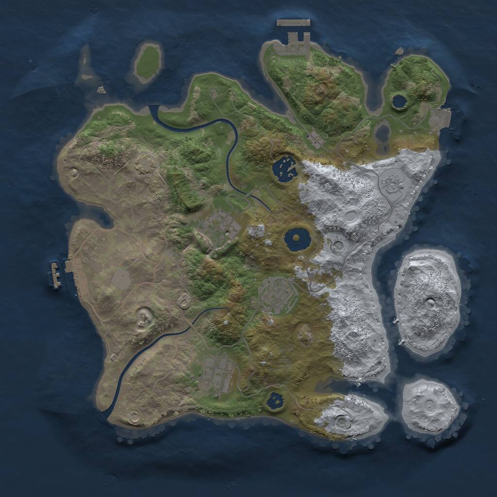 Rust Map: Procedural Map, Size: 3000, Seed: 1684051193, 10 Monuments
