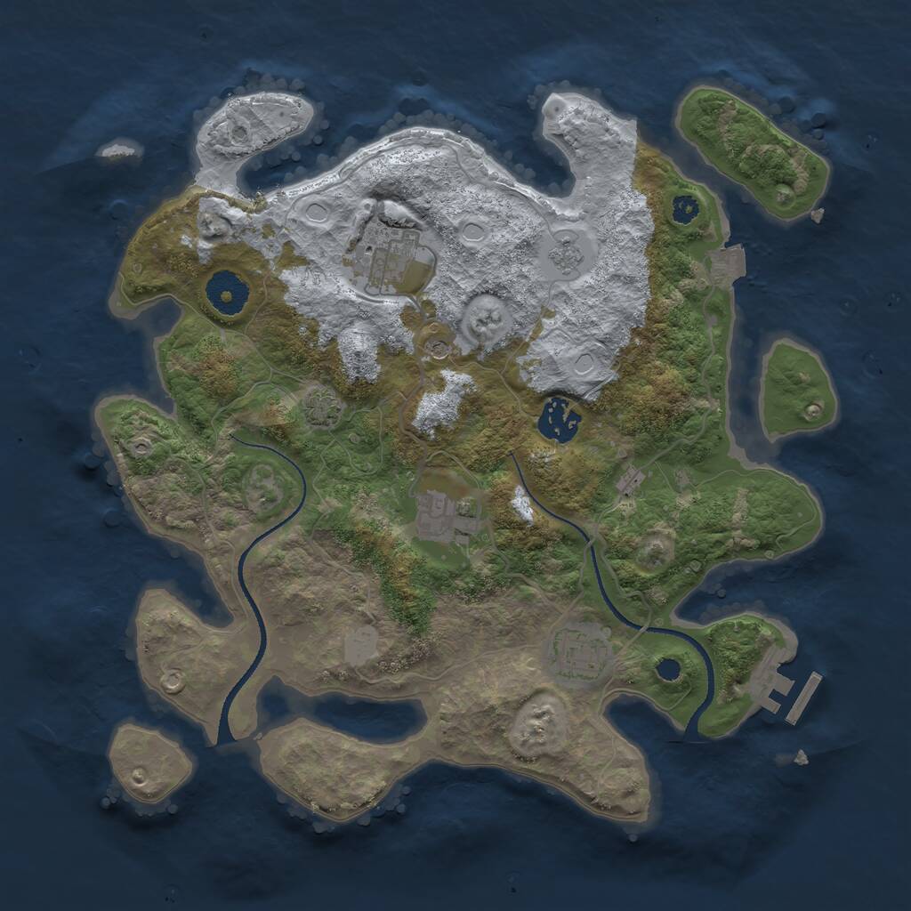 Rust Map: Procedural Map, Size: 3250, Seed: 1045177963, 9 Monuments