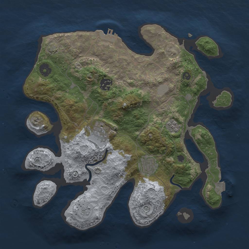Rust Map: Procedural Map, Size: 3000, Seed: 180864153, 11 Monuments