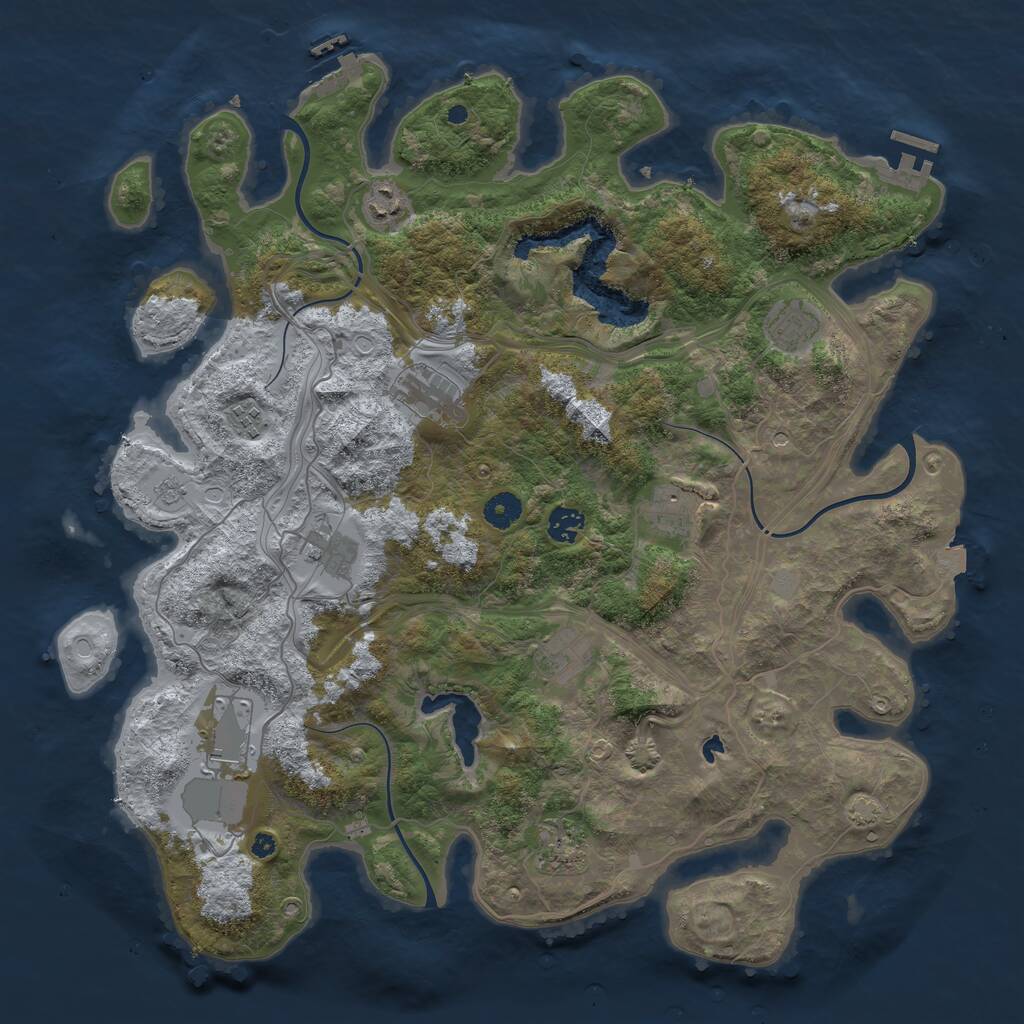 Rust Map: Procedural Map, Size: 4250, Seed: 1491649525, 16 Monuments
