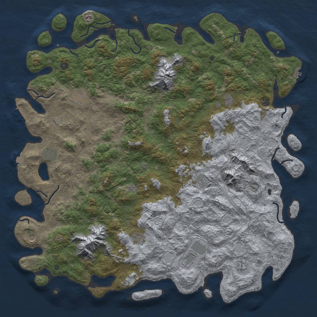Rust Map: Procedural Map, Size: 6000, Seed: 74967, 19 Monuments