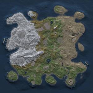 Thumbnail Rust Map: Procedural Map, Size: 3500, Seed: 136723109, 14 Monuments