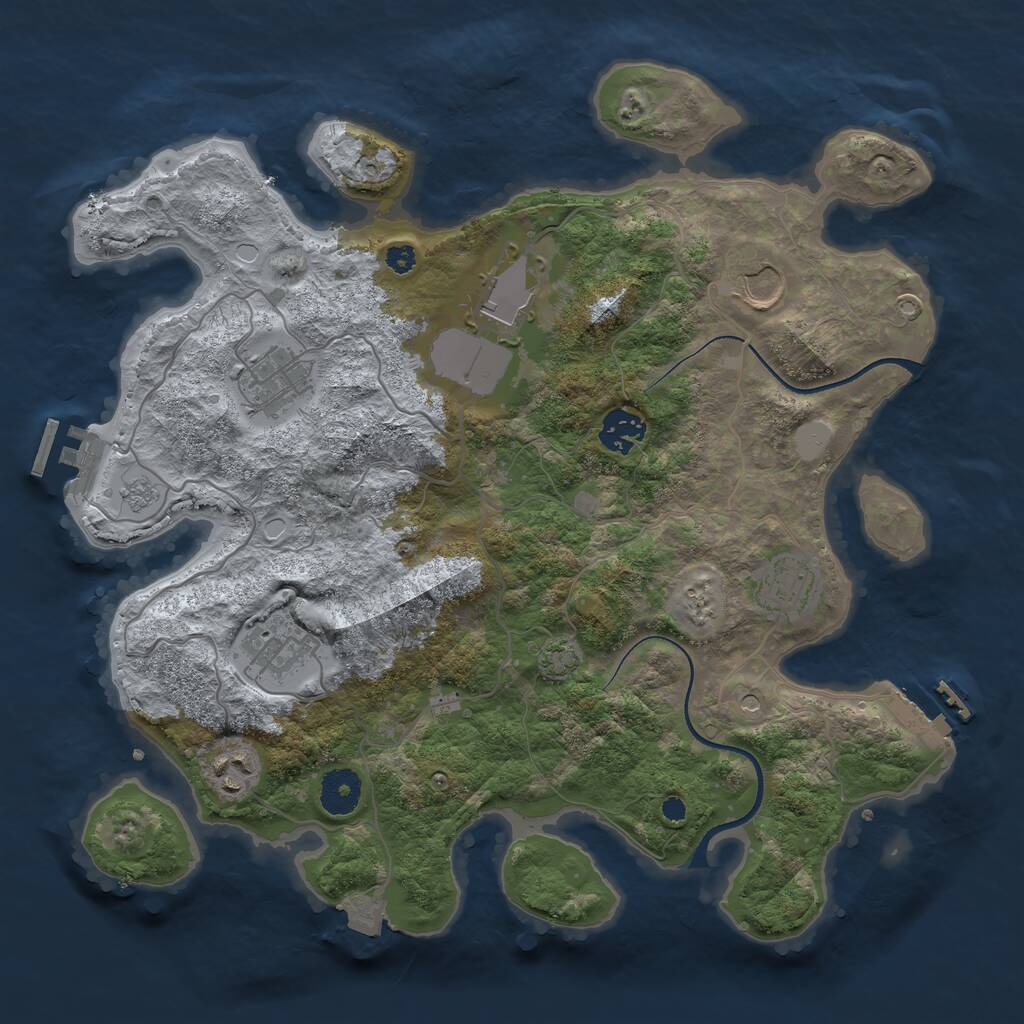 Rust Map: Procedural Map, Size: 3500, Seed: 136723109, 13 Monuments