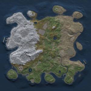 Thumbnail Rust Map: Procedural Map, Size: 3500, Seed: 136723109, 13 Monuments