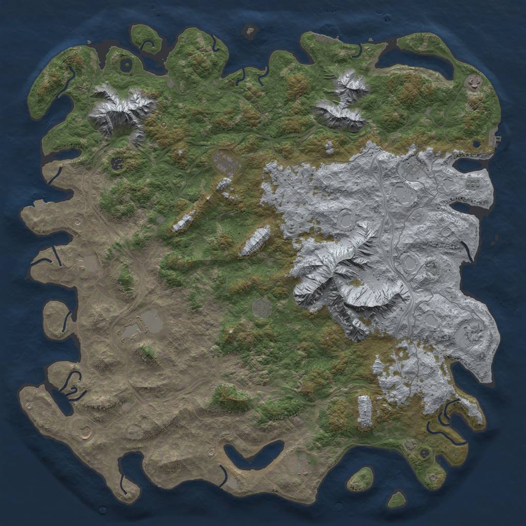 Rust Map: Procedural Map, Size: 6000, Seed: 1810666820, 19 Monuments