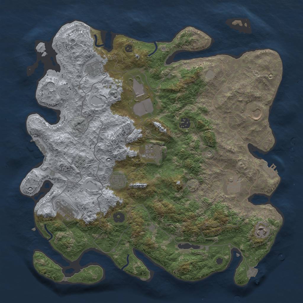 Rust Map: Procedural Map, Size: 4000, Seed: 7645821, 18 Monuments