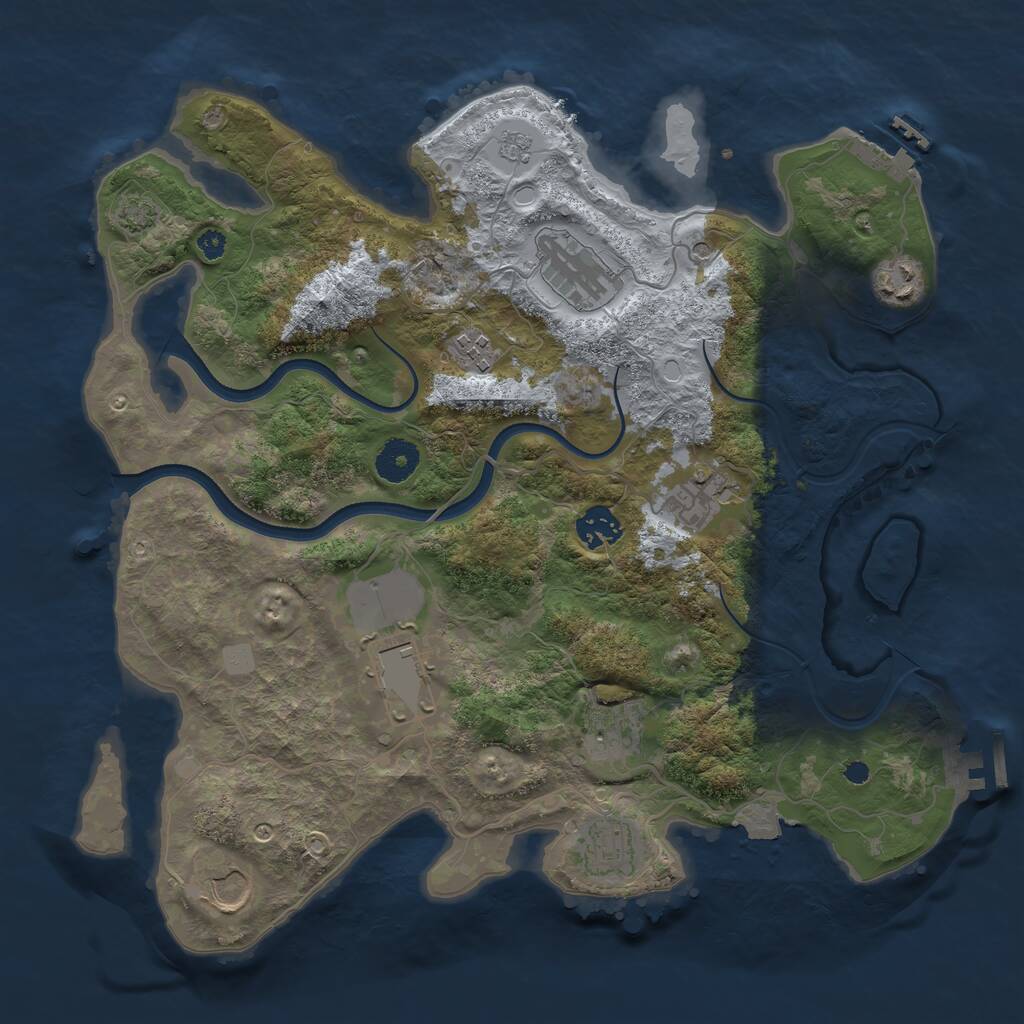 Rust Map: Procedural Map, Size: 3600, Seed: 593070972, 15 Monuments