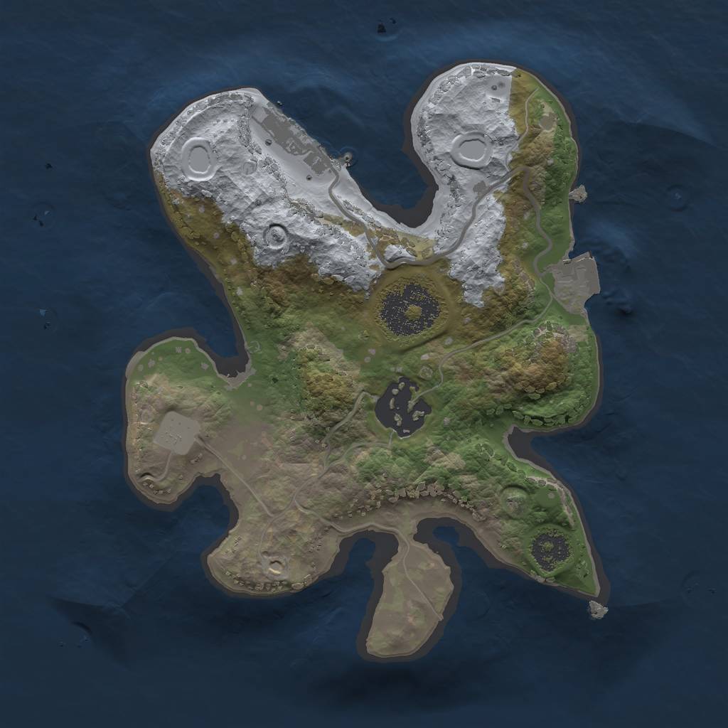 Rust Map: Procedural Map, Size: 2000, Seed: 34363469, 5 Monuments