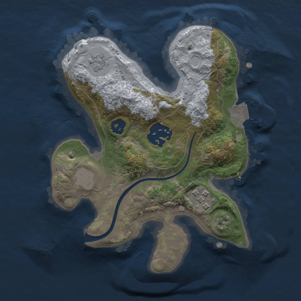 Rust Map: Procedural Map, Size: 2000, Seed: 34363469, 4 Monuments