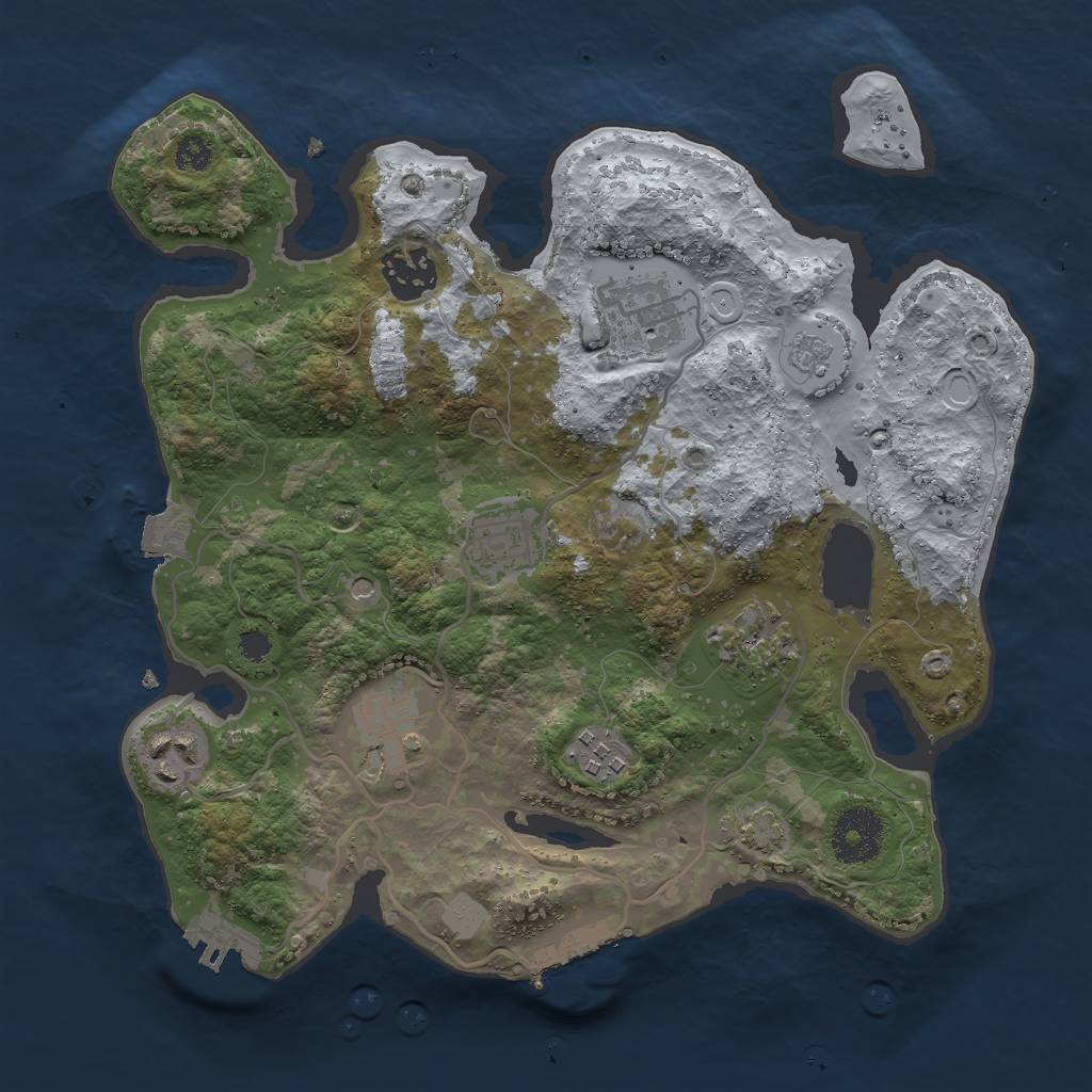 Rust Map: Procedural Map, Size: 3000, Seed: 1036301586, 15 Monuments