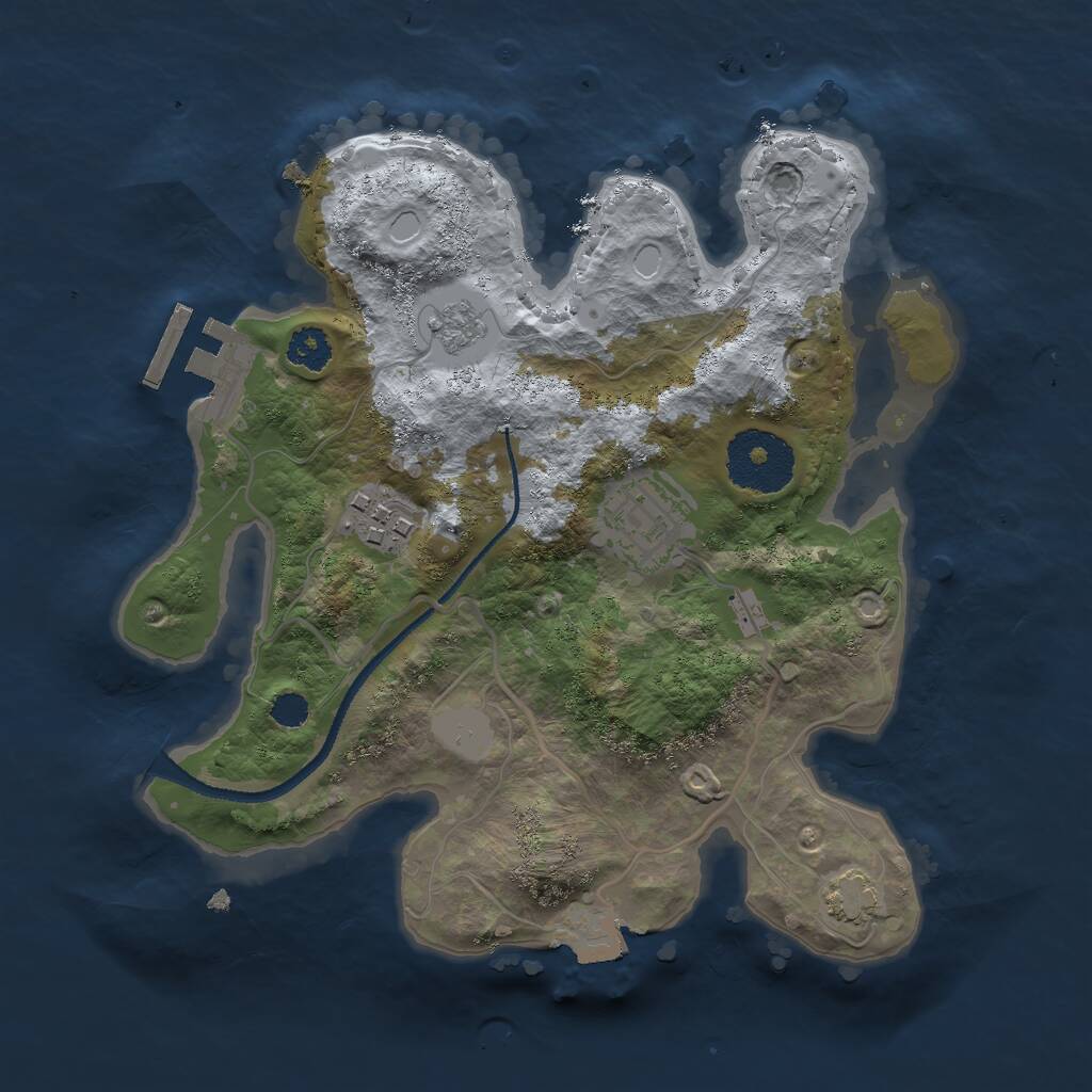 Rust Map: Procedural Map, Size: 2500, Seed: 66324, 6 Monuments