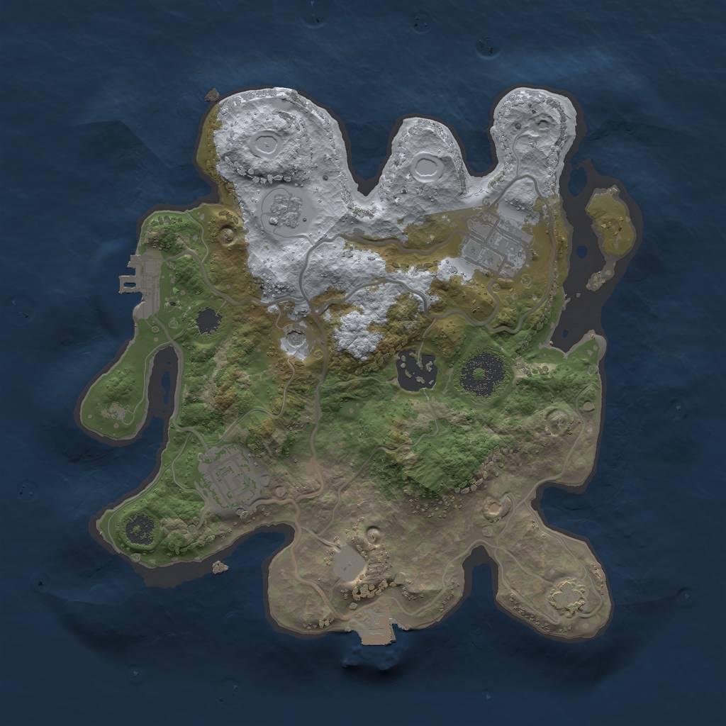 Rust Map: Procedural Map, Size: 2500, Seed: 66324, 10 Monuments