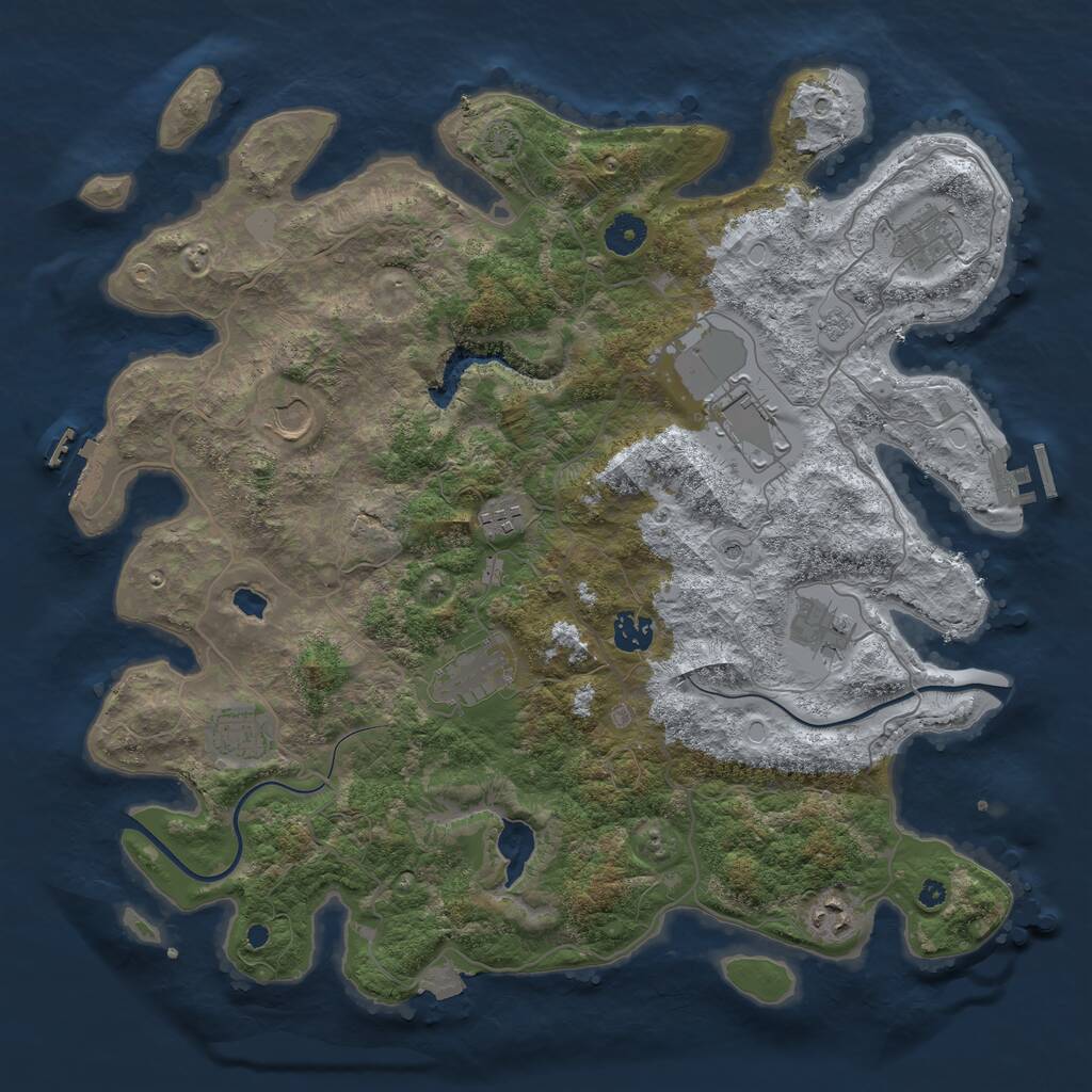 Rust Map: Procedural Map, Size: 4000, Seed: 425123429, 15 Monuments