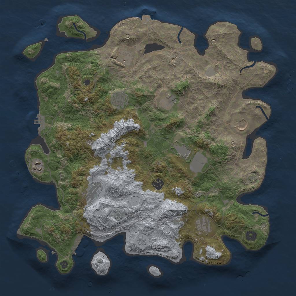 Rust Map: Procedural Map, Size: 4000, Seed: 613613461, 18 Monuments