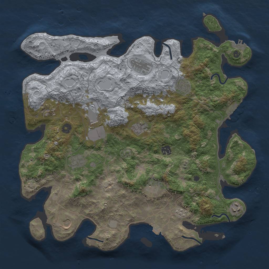 Rust Map: Procedural Map, Size: 4000, Seed: 76713081, 19 Monuments
