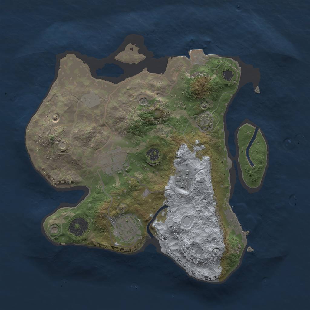 Rust Map: Procedural Map, Size: 2500, Seed: 1407292080, 9 Monuments