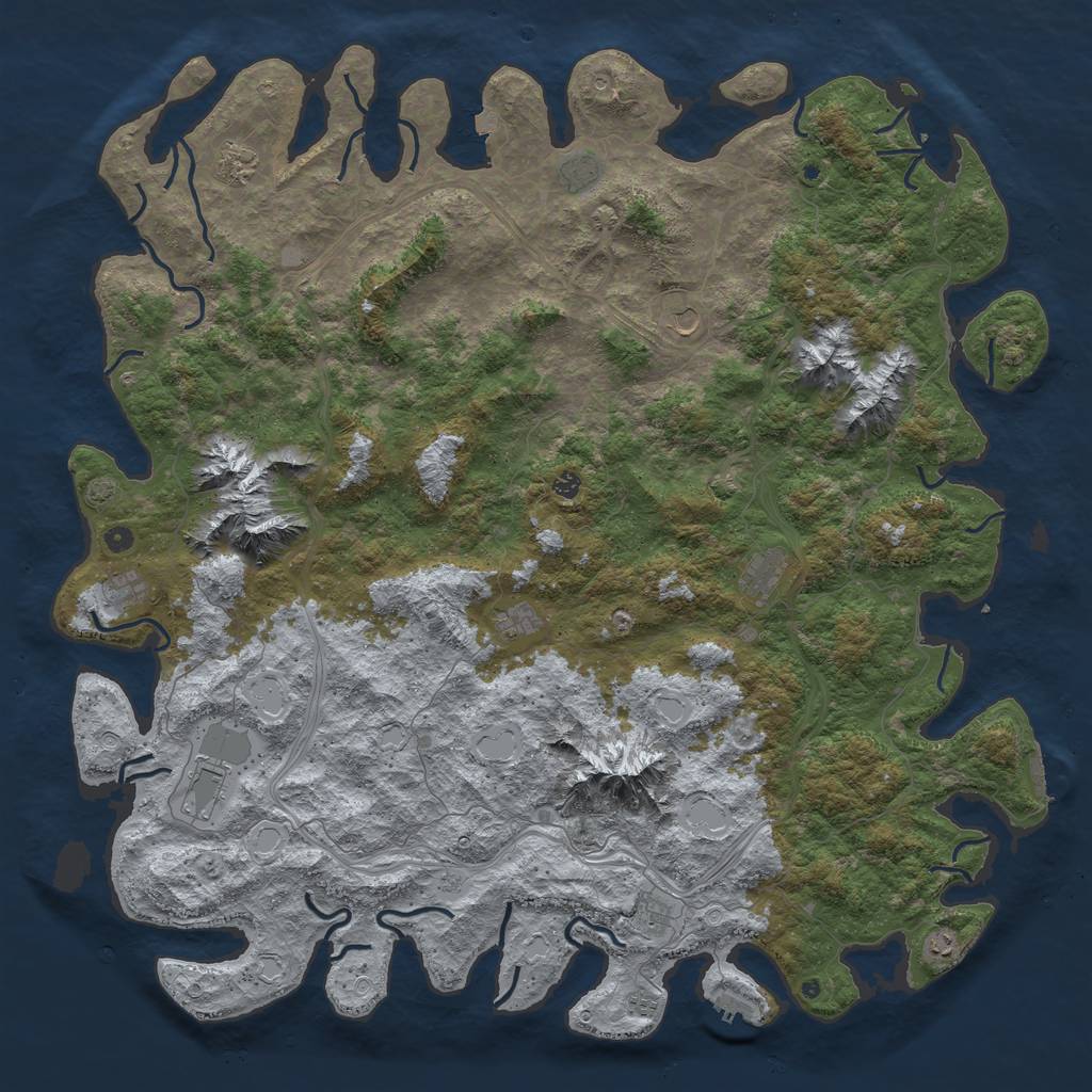 Rust Map: Procedural Map, Size: 6000, Seed: 1001424790, 19 Monuments