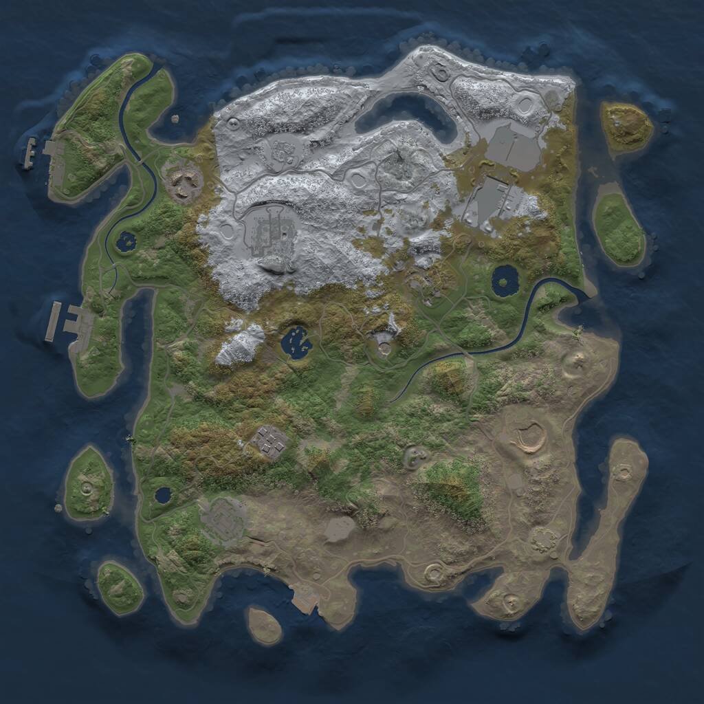 Rust Map: Procedural Map, Size: 3500, Seed: 1346607897, 14 Monuments