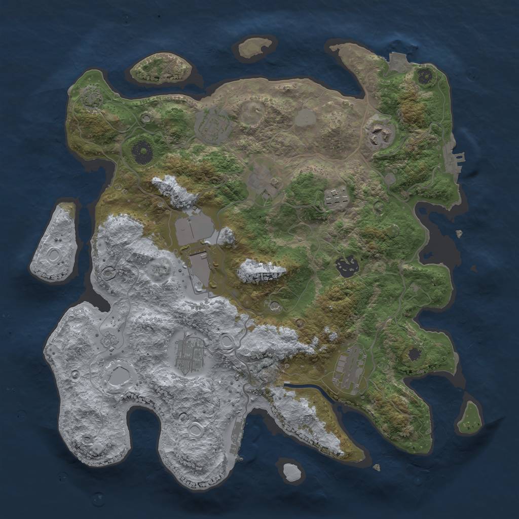 Rust Map: Procedural Map, Size: 3500, Seed: 1492499951, 16 Monuments