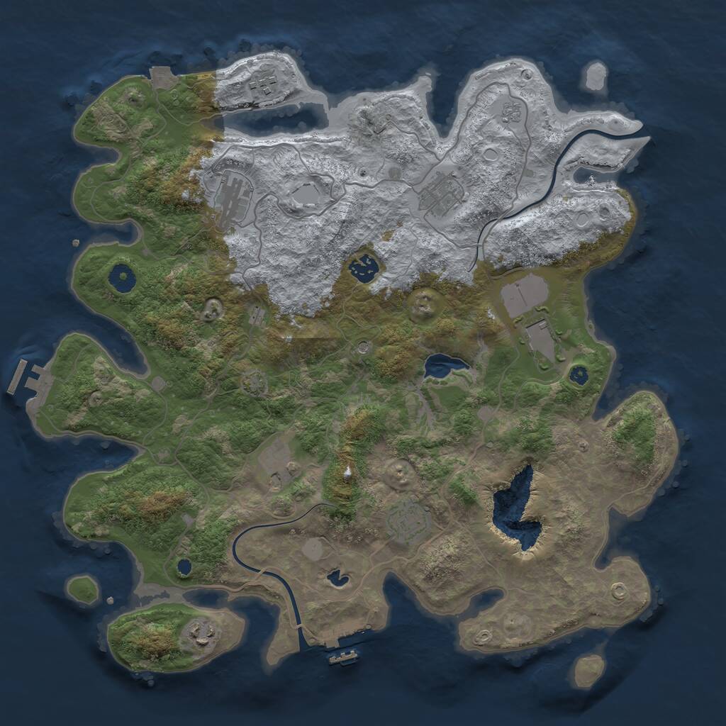 Rust Map: Procedural Map, Size: 4000, Seed: 9281, 14 Monuments
