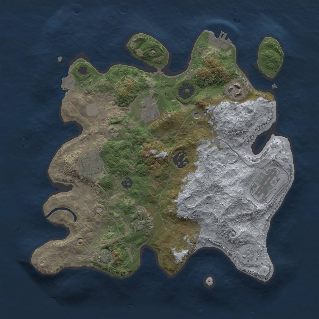 Rust Map: Procedural Map, Size: 3000, Seed: 1742379056, 13 Monuments