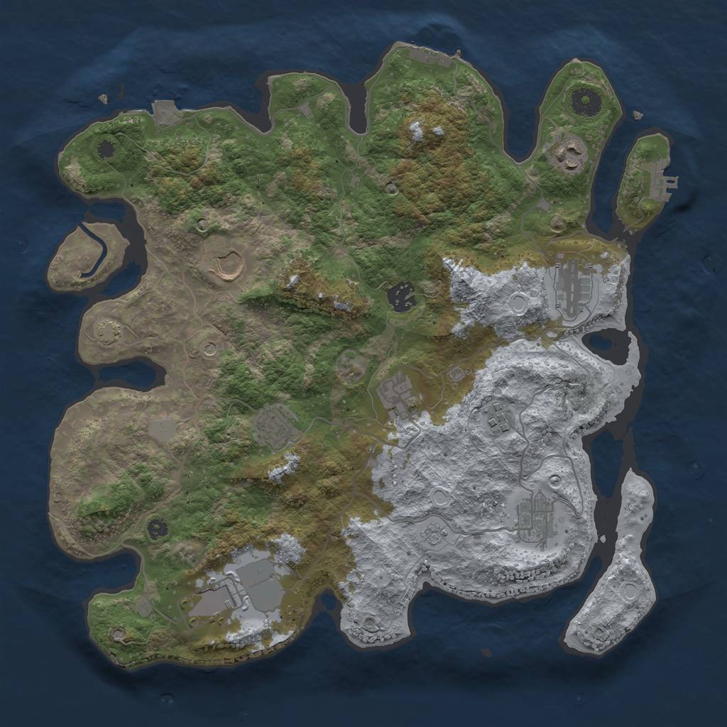 Rust Map: Procedural Map, Size: 3700, Seed: 82188444, 17 Monuments