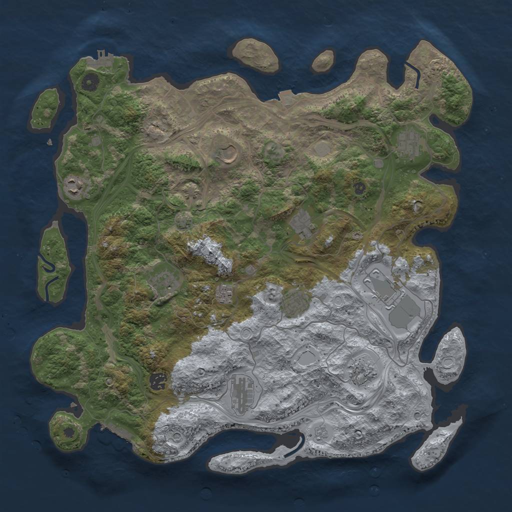 Rust Map: Procedural Map, Size: 4250, Seed: 1262362267, 19 Monuments