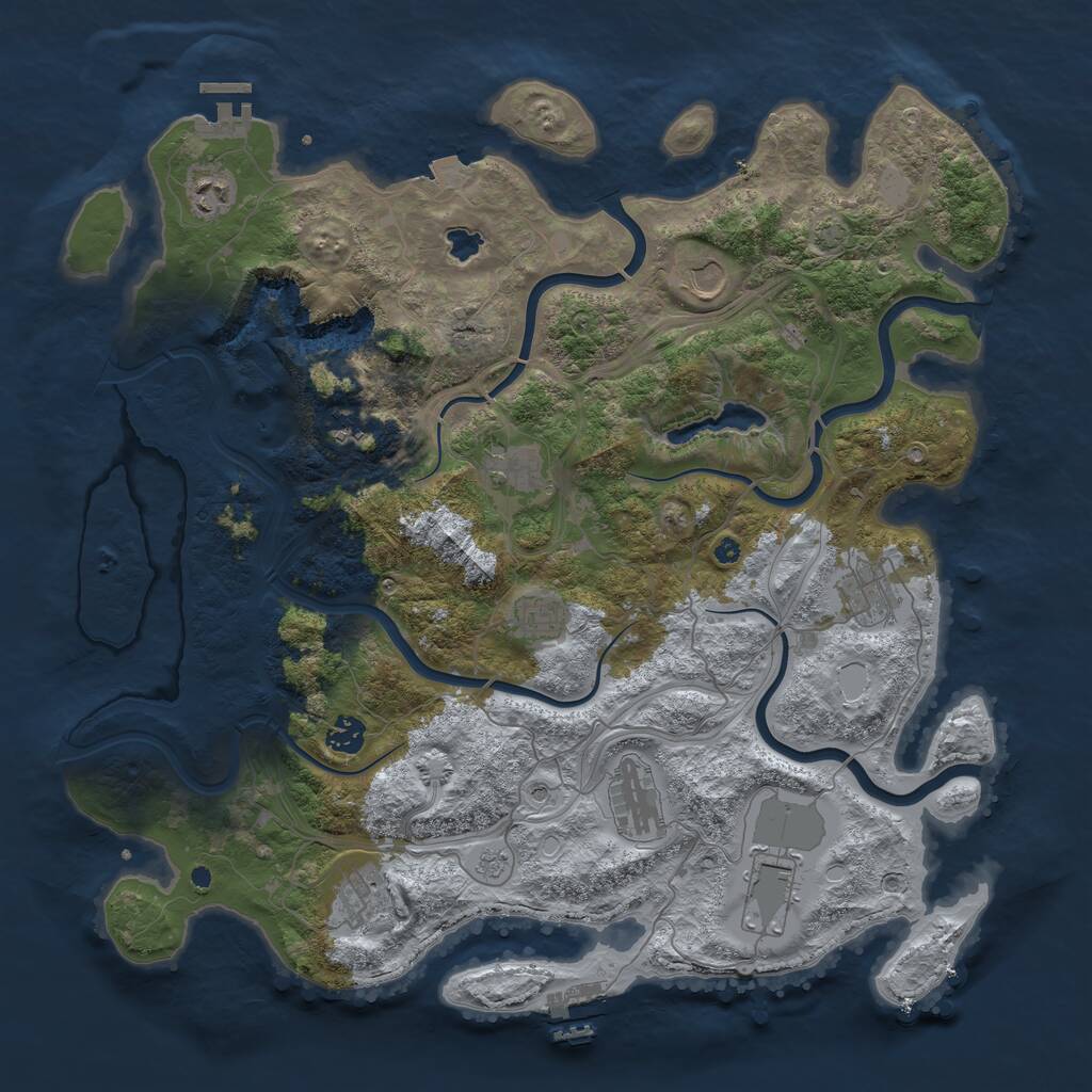 Rust Map: Procedural Map, Size: 4250, Seed: 1262362267, 16 Monuments