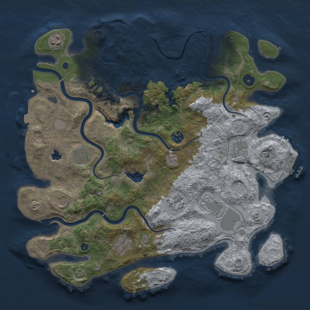 Rust Map: Procedural Map, Size: 4000, Seed: 2106277033, 15 Monuments