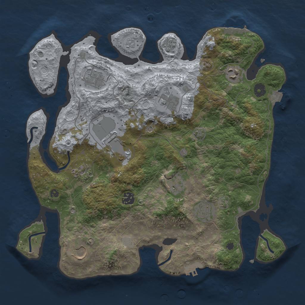 Rust Map: Procedural Map, Size: 3550, Seed: 79004158, 18 Monuments