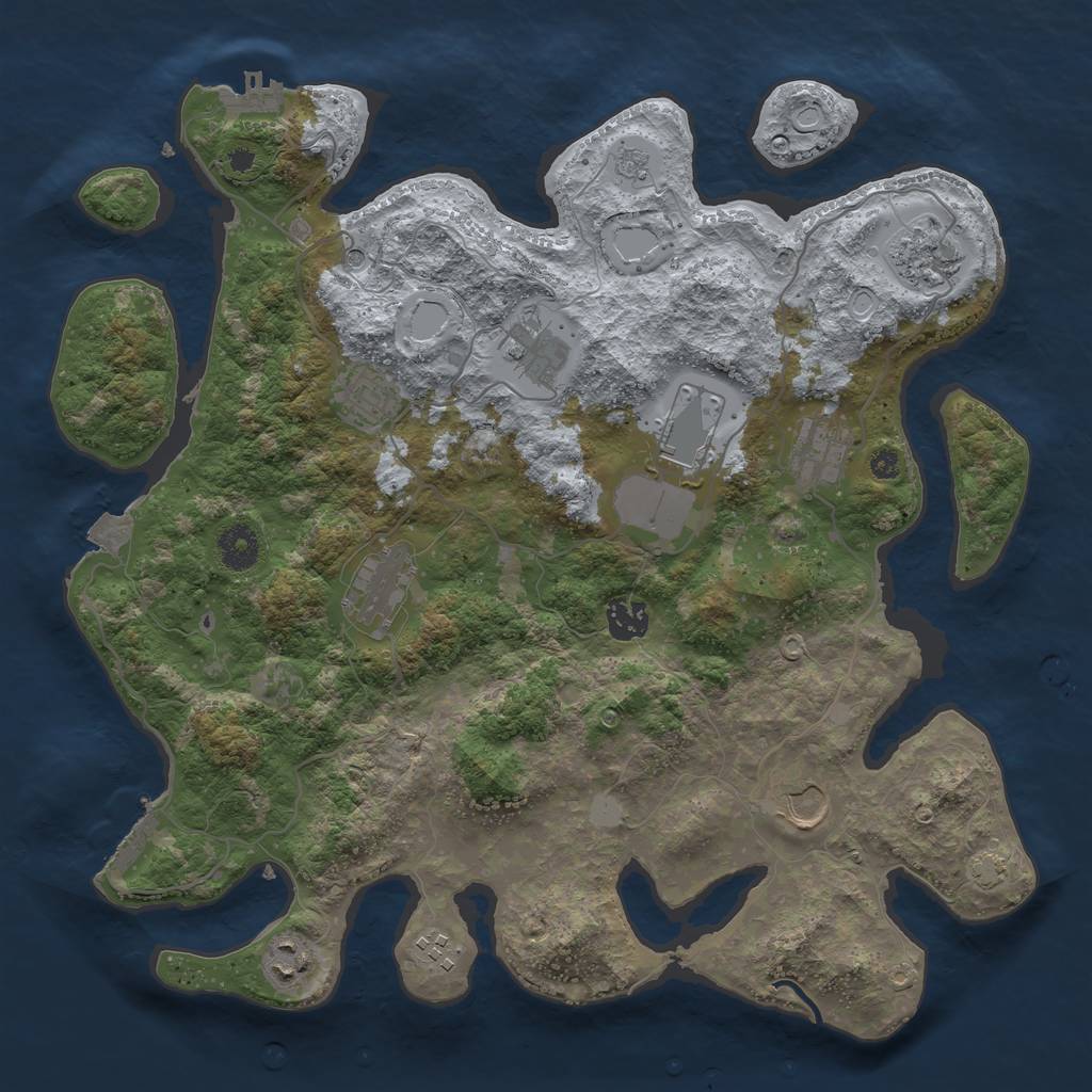 Rust Map: Procedural Map, Size: 3750, Seed: 838712, 18 Monuments