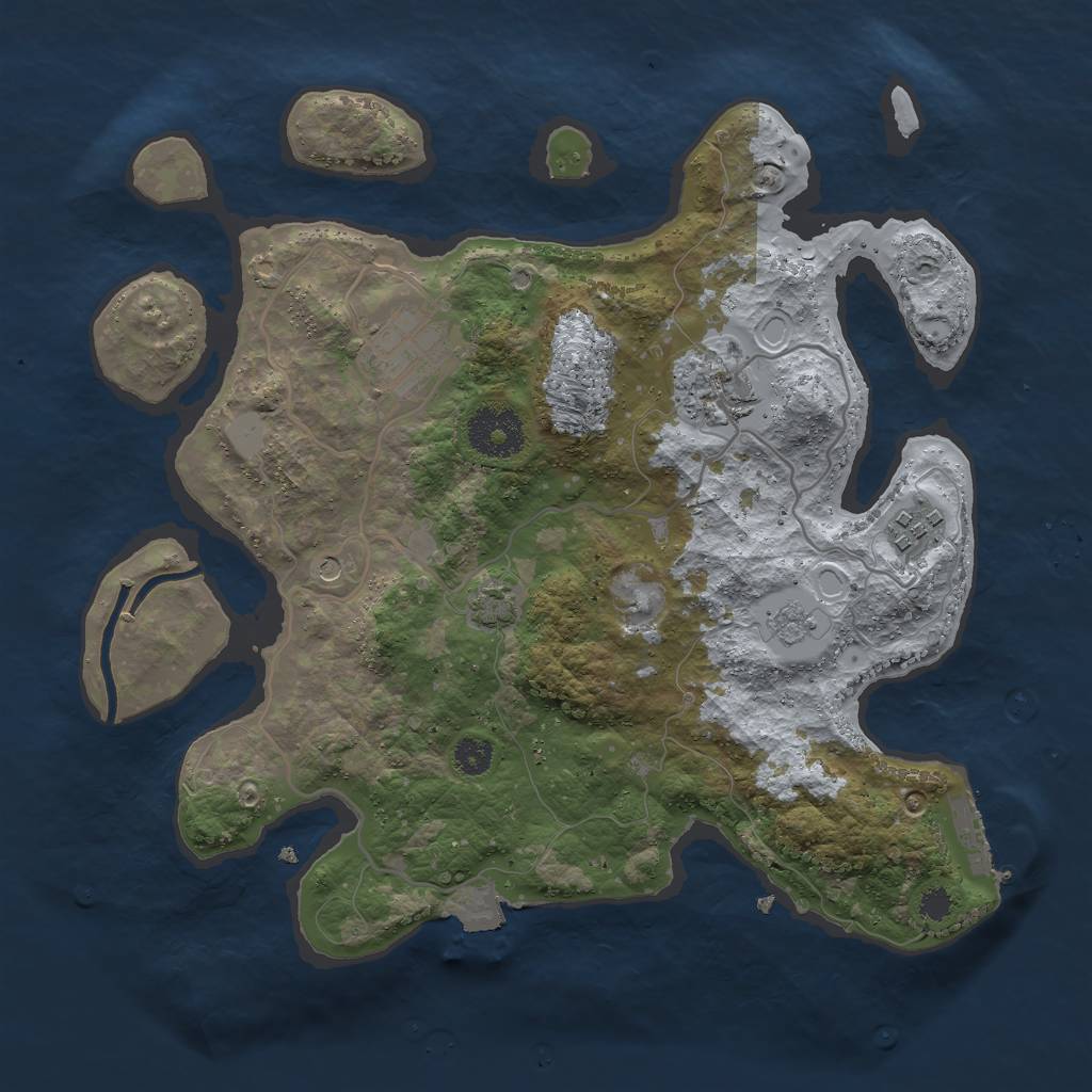 Rust Map: Procedural Map, Size: 2999, Seed: 1223132, 10 Monuments