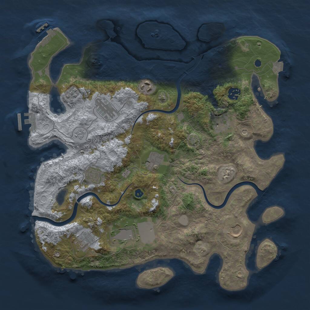 Rust Map: Procedural Map, Size: 3700, Seed: 423738758, 16 Monuments