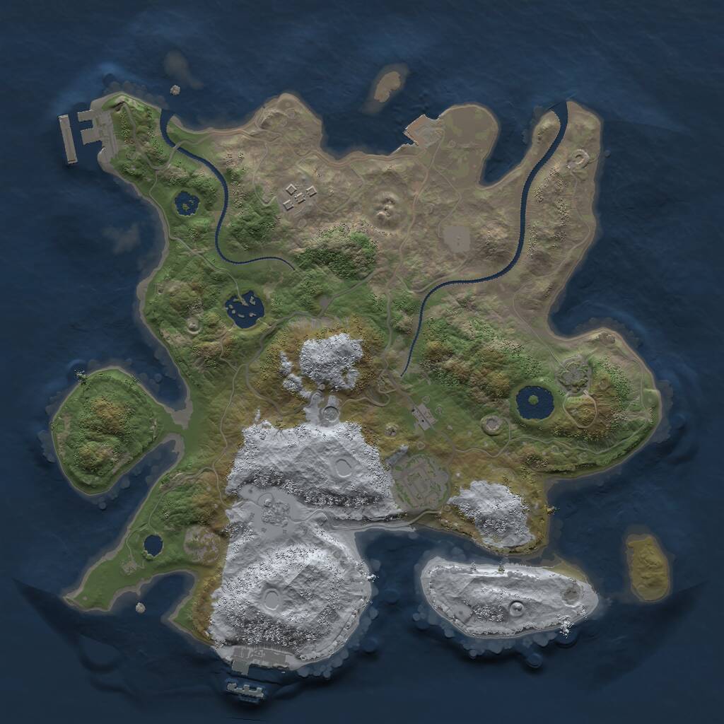 Rust Map: Procedural Map, Size: 3000, Seed: 792474014, 9 Monuments