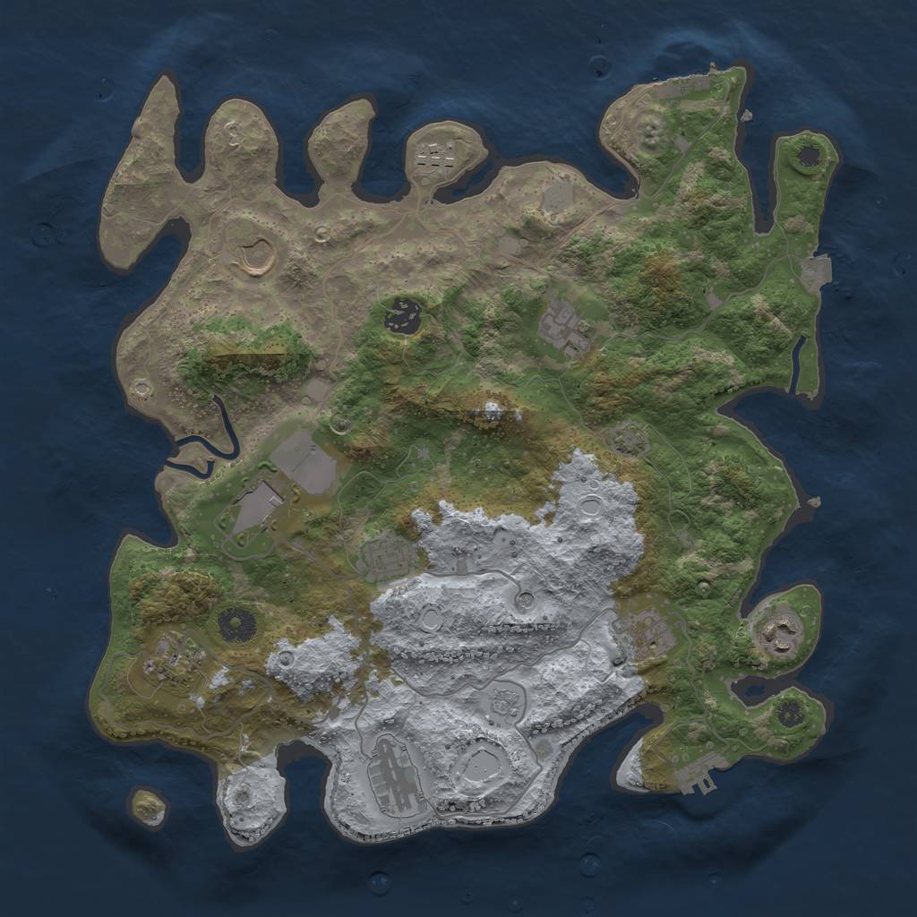 Rust Map: Procedural Map, Size: 3700, Seed: 281747530, 18 Monuments