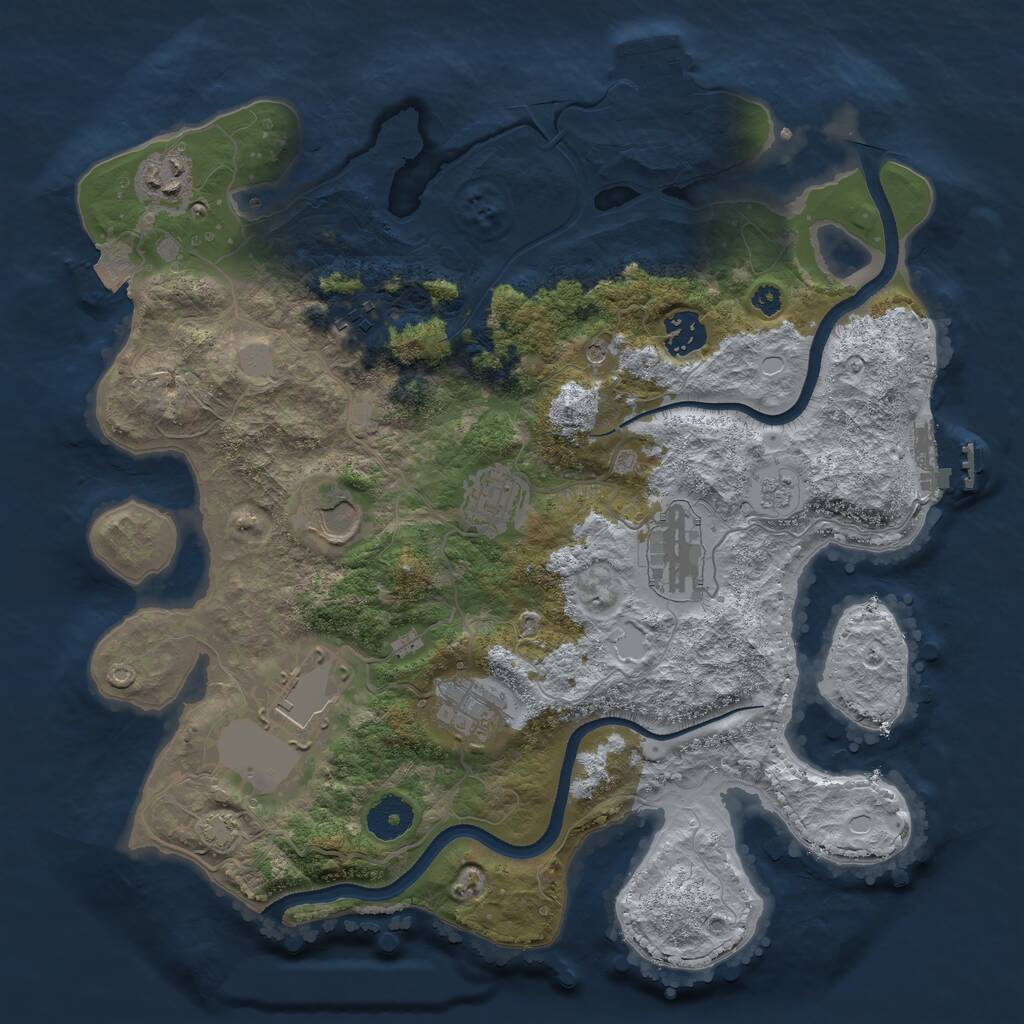 Rust Map: Procedural Map, Size: 3500, Seed: 655281880, 14 Monuments
