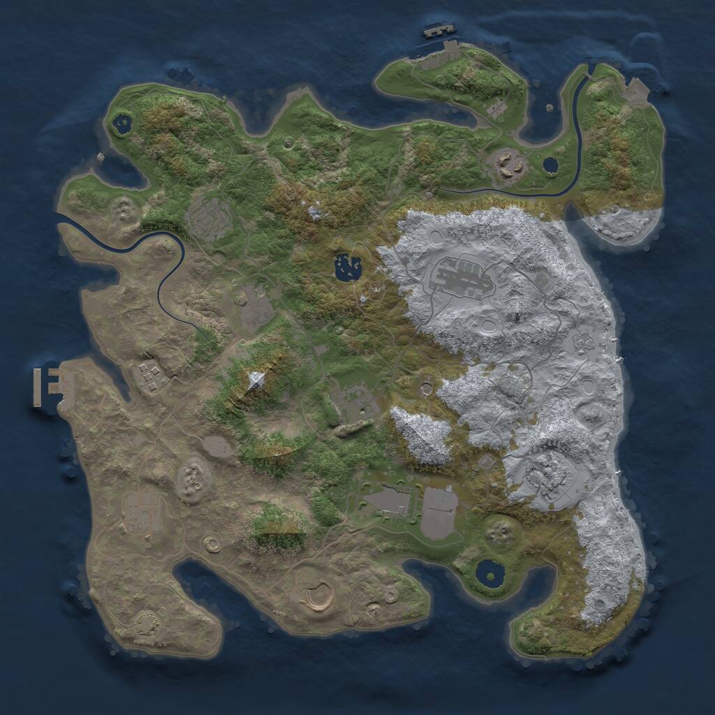 Rust Map: Procedural Map, Size: 3750, Seed: 163892364, 17 Monuments