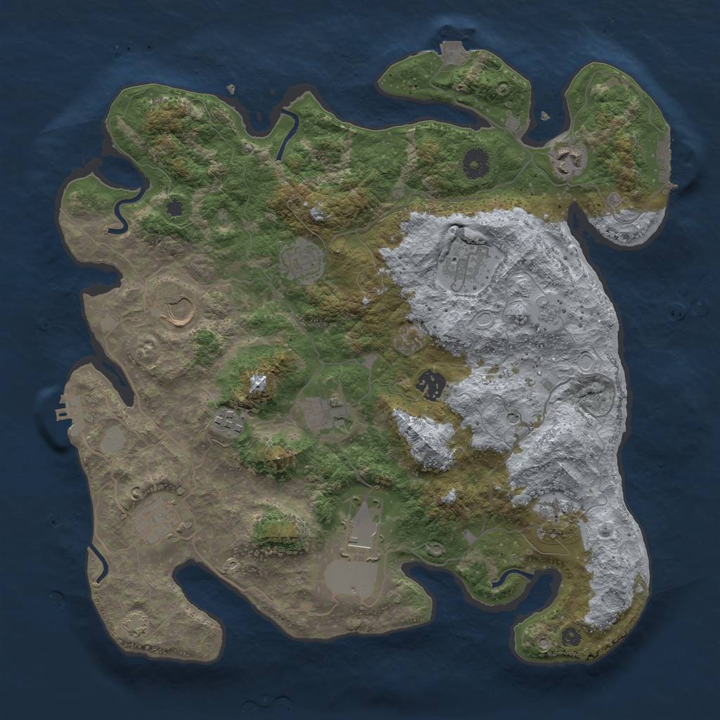 Rust Map: Procedural Map, Size: 3750, Seed: 163892364, 18 Monuments