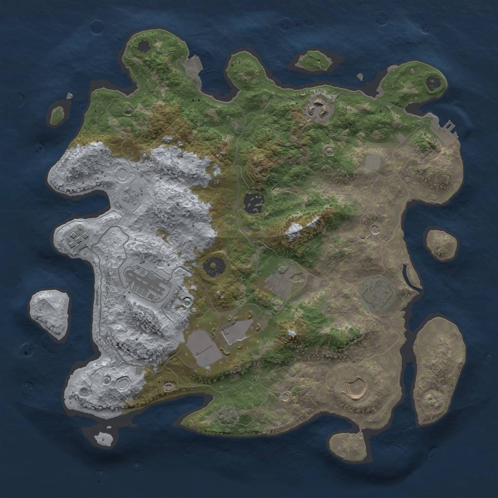 Rust Map: Procedural Map, Size: 3500, Seed: 225574934, 15 Monuments